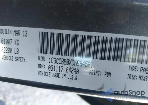 2013 Chrysler 200 Touring from USA, damaged, VIN 1C3CCBBBXDN684521
